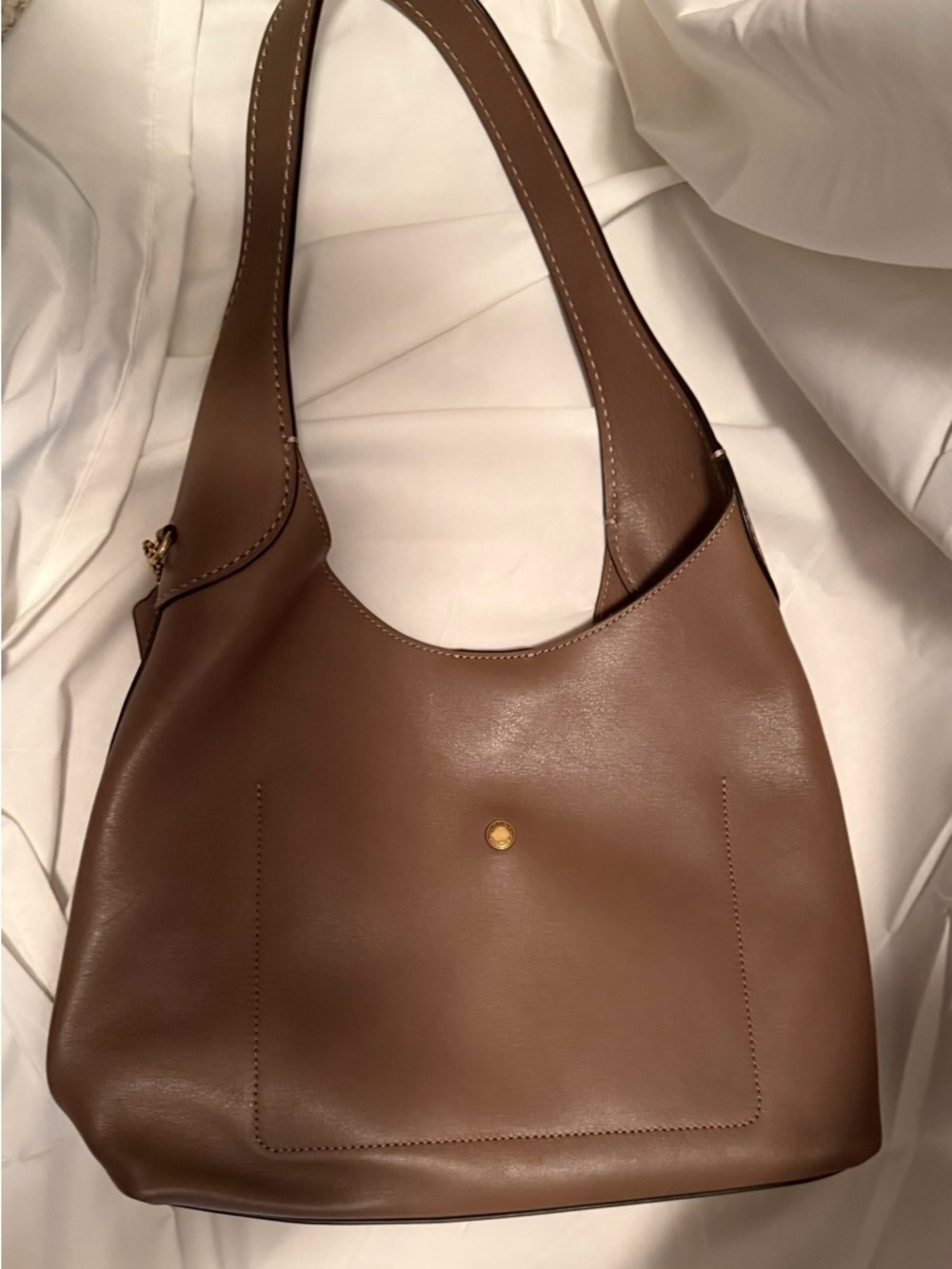 Coach Brown Leather Shoulder Hobo Bag with Gold Logo - Picture 4 of 8